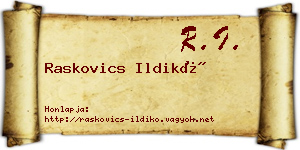 Raskovics Ildikó névjegykártya